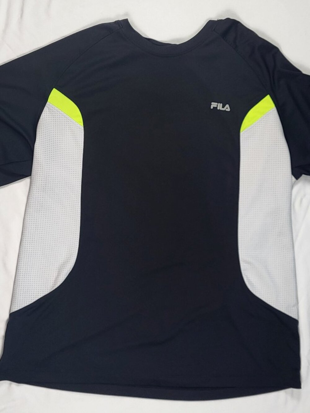 FILA Shirt Men's XL Black White Short Sleeve Active Athleisure Workout Logo